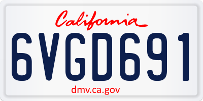 CA license plate 6VGD691