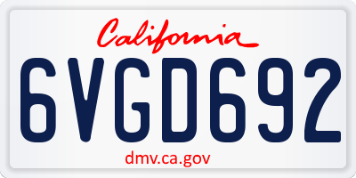 CA license plate 6VGD692