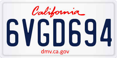 CA license plate 6VGD694