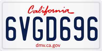 CA license plate 6VGD696
