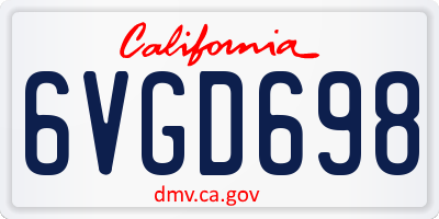 CA license plate 6VGD698
