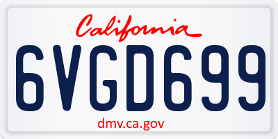 CA license plate 6VGD699