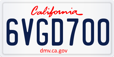 CA license plate 6VGD700