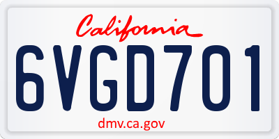 CA license plate 6VGD701