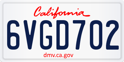 CA license plate 6VGD702