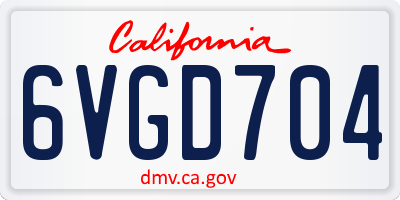 CA license plate 6VGD704