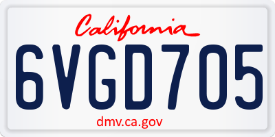 CA license plate 6VGD705