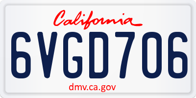 CA license plate 6VGD706