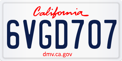 CA license plate 6VGD707