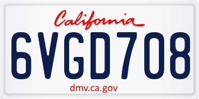 CA license plate 6VGD708