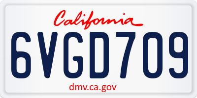 CA license plate 6VGD709
