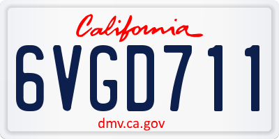 CA license plate 6VGD711