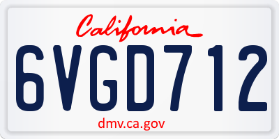 CA license plate 6VGD712