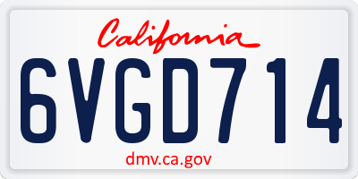 CA license plate 6VGD714