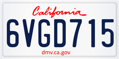 CA license plate 6VGD715