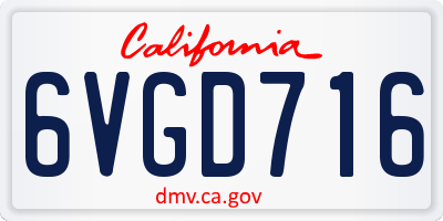 CA license plate 6VGD716