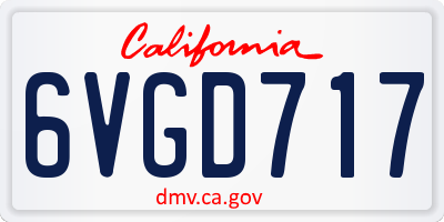 CA license plate 6VGD717