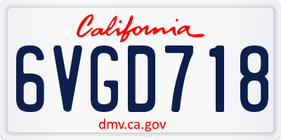 CA license plate 6VGD718