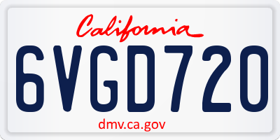 CA license plate 6VGD720