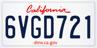 CA license plate 6VGD721