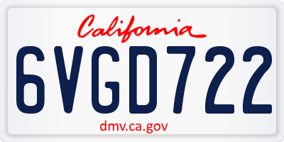 CA license plate 6VGD722