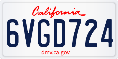 CA license plate 6VGD724
