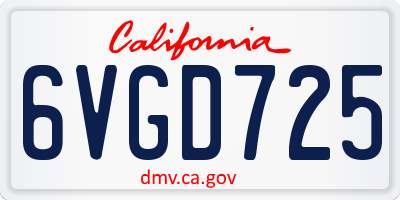 CA license plate 6VGD725