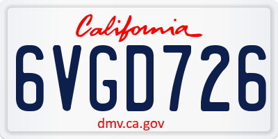 CA license plate 6VGD726