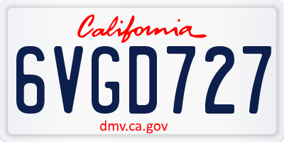 CA license plate 6VGD727