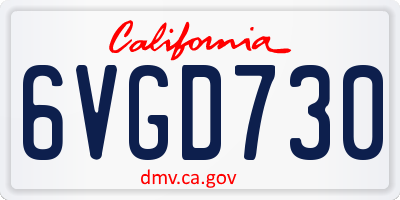 CA license plate 6VGD730