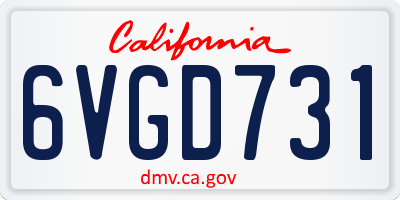 CA license plate 6VGD731