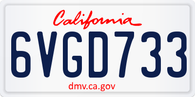 CA license plate 6VGD733