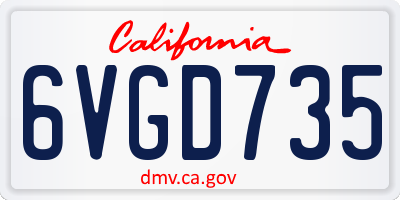 CA license plate 6VGD735