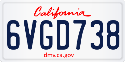 CA license plate 6VGD738