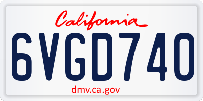 CA license plate 6VGD740