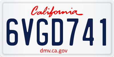 CA license plate 6VGD741