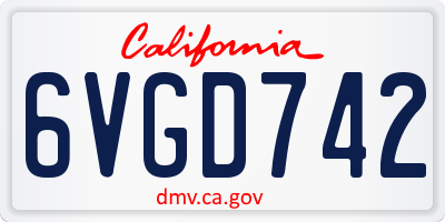 CA license plate 6VGD742
