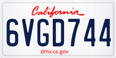 CA license plate 6VGD744