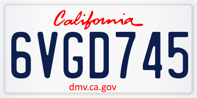 CA license plate 6VGD745