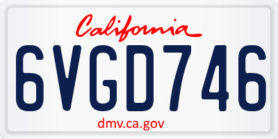 CA license plate 6VGD746