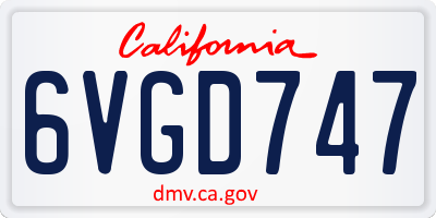 CA license plate 6VGD747
