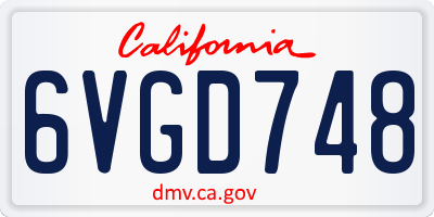 CA license plate 6VGD748