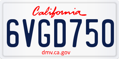 CA license plate 6VGD750