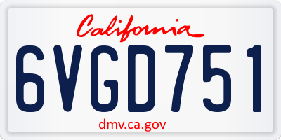 CA license plate 6VGD751