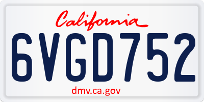 CA license plate 6VGD752