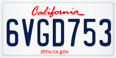 CA license plate 6VGD753