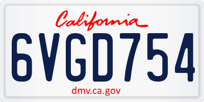 CA license plate 6VGD754