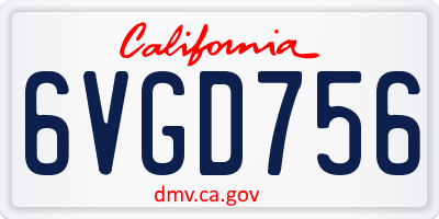 CA license plate 6VGD756