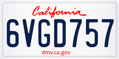 CA license plate 6VGD757