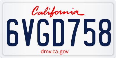 CA license plate 6VGD758